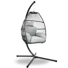 Gardeon Outdoor Furniture Egg Hammock Hanging Swing Chair Stand Pod Wicker Grey
