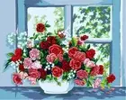 "Flower on the window" Printed Needlepoint Tapestry Canvas 11399