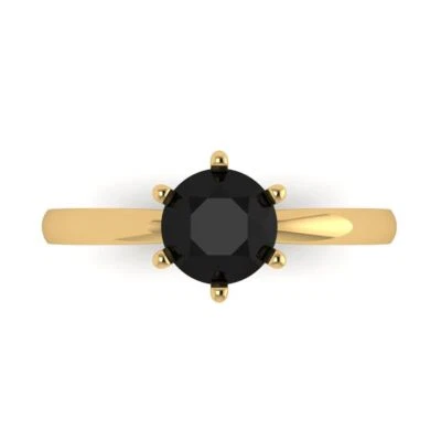 1Ct Round Cut Natural Onyx Solid 14K/18K Gold Solitaire Engagement Promise Ring