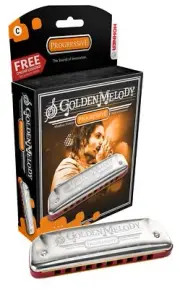 HOHNER GOLDEN MELODY Harmonica Key of B 10 Hole Silver