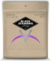 Black Diamond N600LLB Black Coated Acoustic Guitar Strings gauges 11-52
