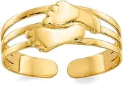 [JewelryWeb] 14k Yellow Gold Solid Polished Bare Feet toe ring-toe ring for Women