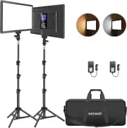 NEEWER LED Video Lighting Kit with 70Inch Light Stand， 2-Pack 384 LED Soft Vi...