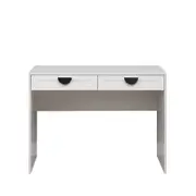 European Cabinetry White Hampton Half Moon Black Handles Odessa Desk