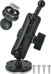 Aluminum GPS Mount, 17-25mm Ball Connector and T-Bolt Mount 2 in 1,Fit for Garmin GPS & Backup Camera Monitor, Heavy-Duty Drill Base, Arm with 25mm/1inch Ball Joint