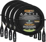 WORLDS BEST CABLES 4 Units - 10 Foot - WBC-PRO-Quad Ultra-Silent Ultra-Flexible Balanced Star-Quad Cable with Neutrik Male & Female XLR Plugs & Black Tweed Jacket
