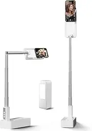 viozon Extendable Selfie Phone Stand, 5 Brightness Levels and 3 Colours, 360° Rotation, Rechargeable Wireless Foldable LED Lighting for Live Streaming/YouTube/Tiktok/Photography/Nail Design