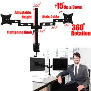 Dual TV Monitor Desk Mount Stand Fully Adjustable up to 27" 26 25