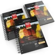 Spiral Sketch Book 5.5x8.5 Black Art Paper Drawing Pad 3 Pack 50 Sheets Sketc...