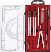 Metal Geometry Kit Set 13PCS Math Compass and Protractors Geometry Drawing To