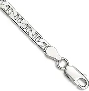 [JewelryWeb] 925 Sterling Silver Solid Polished 3.75mm Flat Nautical Ship Mariner Anchor Chain Bracelet Lobster Claw Jewelry Gifts for Women - Length Options: 18 20 23