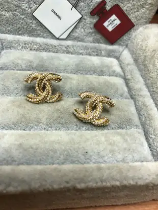 CHANEL 香奈兒 超美 二手 金色 螺旋 珍珠 氣質 耳環