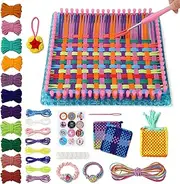 Maxuni Weaving Loom Kit Toys, DIY Arts and Crafts for Kids and Adult, Weaving Loops for Potholder & Friendship Bracelet, 2-in-1 Square Buildable Loom Knitting Kits, Gift Ideas for 6-13 Years Old Kids