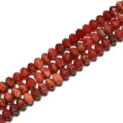 Burnt Orange Fire Agate Hard Cut Faceted Rondelle Beads 4x6mm 5x8mm 15.5''Strand