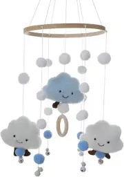 Mobile Baby Wind Chimes, Cloud Doll Wind Chime, Adorable Cloud and Hair Ball Mob