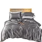 Beddings Gray Au Queen Size 3 Pieces Satin Duvet Cover Set Polyester polyester,s