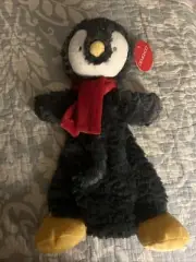 DEMDACO PENGUIN WITH SCARF PLUSH LOVEY BABY RATTLE SECURITY BLANKET NWT