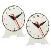 5.5" x 4.7" Teaching Clock Learning Time 12 Hour 3 Pointers Geared, White 2pcs