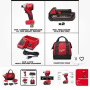 Milwaukee 3650-22CT M18 18V Cordless Brushless 1/4" Hex Impact Driver Kit