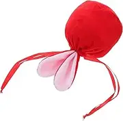 NOLITOY Easter Bunny Plush Candy Bag Large Red Soft Fabric Goodie Bag for Easter Treats Parties and Favors Generous Storage and Adorable Design