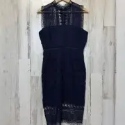 Bardot Mariana Navy Blue Lace Knee Length Dress Size US 6 Party Cocktail Elegant