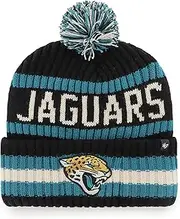47 NFL Jacksonville Jaguars Unisex Cuff Knit Bobble Hat, Black, Black, One size