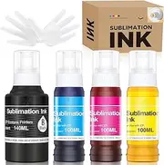 440ML Sublimation Ink Refilled Bottles Compatible for ET2400 ET2720 ET2760 ET2750 ET4800 ET-2800 ET-2803 ET-2850 Inkjet Printers Heat Press Transfer on Mugs T-Shirts, 1BK/1C/1Y/1M