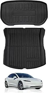 AUSGO 3D Cargo Mat Compatible with Tesla Model 3 Highland 2024-Onwards, All-Weather Heavy Duty Boot Liner Luggage Tray Front&Rear Trunk Mat