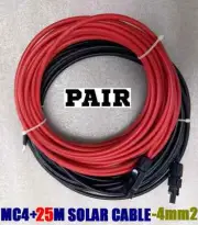 2 x 25m 4mm² Solar Cable Connectors Wire From Solar Panel Plug to regulator Lead