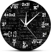 Dweaumniy Classroom Math Wall Clock, Modern Equation/Logical Arithmetic/Blackboard Symbol Mathematical Art Wall Clock, for Home School Office, Battery Operated 12Inch