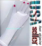 White club Elbow Length fish net fingerless glove 2B