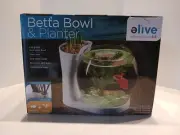 Elive Betta Fish Bowl & Planter Set Up Tank Kit Black .75 Gallon LED Light Timer