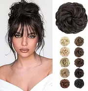 MORICA 1PCS Messy Hair Bun Hair Scrunchies Extension Curly Wavy Messy Synthetic Chignon for women Updo Hairpiece(Color:4#)