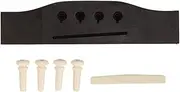 FLEXMAN Acoustic Top Loading Bridge Set, 4 String Wooden Guitar Bridge Guitar Ebony Bridge Acoustic Bass Rosewood Bridge Saddle with 4 Pins for Folk Acoustic Basses Parts