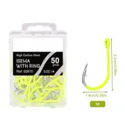 Premium Fluorescent Fishing Hooks Barbed Single Circle Carp Hook 50pcs Pack