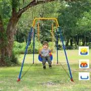 3-in-1 Toddler Swing Set,Indoor/Outdoor Baby Swing with Foldable Metal Stand,...