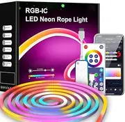Led neon light bar, led tv light bar with WiFi APP smart control, IP65 waterproof rgb neon light bar, usb powered to provide ambient light bar, multiple modes seven colours neon led game light