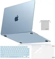 MOSISO Compatible with MacBook Air 15 inch Case 2025-2023 M4 A3241 M3 A3114 M2 A2941, Ultra-Thin Natural Original Plastic Hard Shell&Matching Color Keyboard Cover&Screen Film&Pouch, Sky Blue