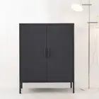 Adjustable Shelf Metal Locker Home Storage Buffet Sideboard Cabinet Charcoal