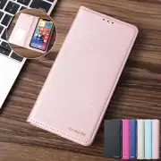 For iPhone 15 14 13 12 11 Pro Max XR XS 8 7 SE Magnetic Leather Wallet Silk Case