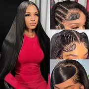 denacfi Material:13*60cm HD Lace Front Wig:Full Lace Wigs with Straight Lace for Women 250% Density Full and Thick Human Hair Wigs Virgin Human Hair Wigs