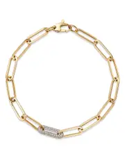 Bloomingdale's Fine Collection Diamond Paperclip Bracelet in 14K White & Yellow Gold, 0.60 tcw