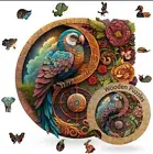 Puzzle PARROT Bird Floral, Gorgeous Adult ROUND Wooden Jigsaw Puzzle, 11” X 16”