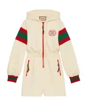 hooded jersey zip jumpsuit XS ivory
