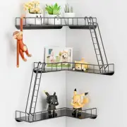 Fire Escape Wall Shelf - Modern City Style 3-Tier Black Fire Escape Wall Shelf