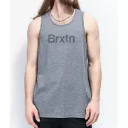 Brixton Gate Logo Skateboard Tank Top Grey Men's M,L,XL NEW NWT Streetwear Surf