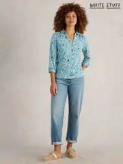 White Stuff Blue Annie Jersey 100% Cotton Shirt (F13807) | $104