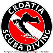 CROATIA SCUBA DIVING Flag-Croatian Map Shape Circular Sticker, Decal 100mm (4")