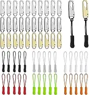 AUXIN 60 Pcs Zipper Pull Replacement, Detachable Zippers Handle Mend Fixer Zipper Tags Cord Pulls Extender Zipper Replacement Slider for Repair Clothing Bags Jackets Tents Luggage Backpacks Suitcases