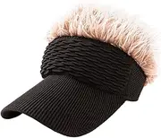 [kowaku] Sun Visor Hat with Fake Hair, Fashionable Spiked Sun Hat, Hip Hop Hat